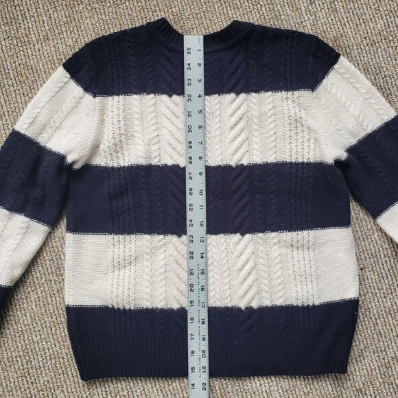 J. Crew Cable Knit Wool Sweater Women's Small Navy Blue - Picture 6 of 7